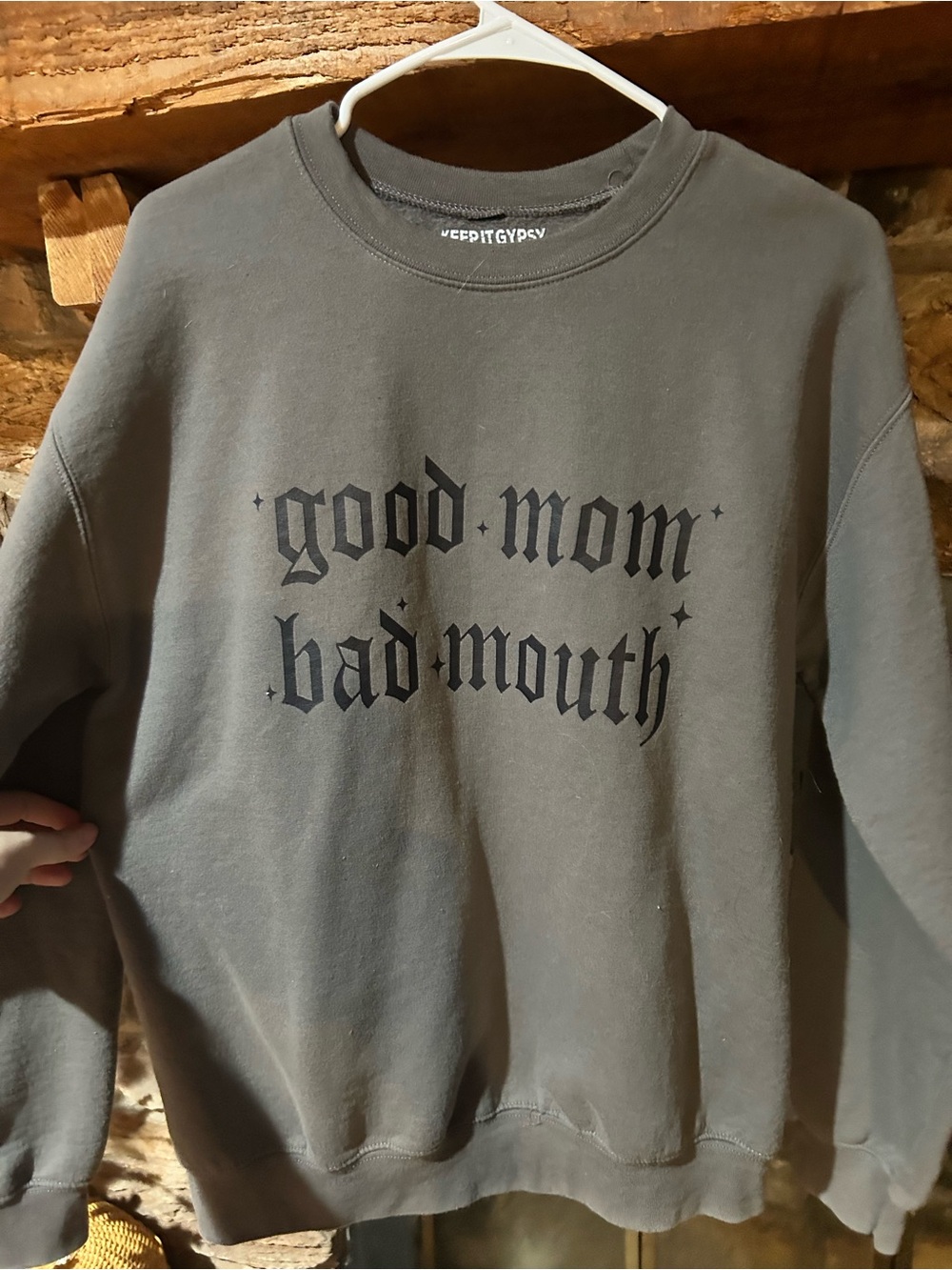 Good Mom Bad Mouth Gray Crewneck Sweatshirt